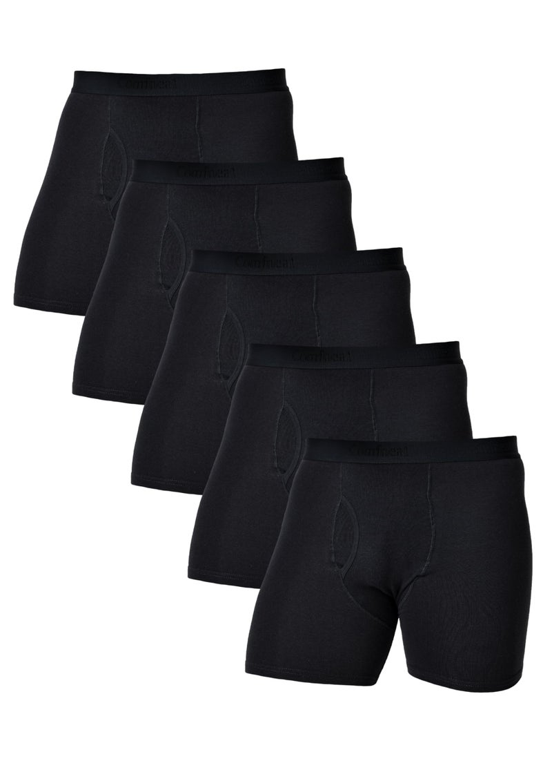Comfneat Men's 5-Pack Boxer Briefs Super Stretchy Cotton Spandex Comfy Underwear (Black Pack-5, S) - Image 1